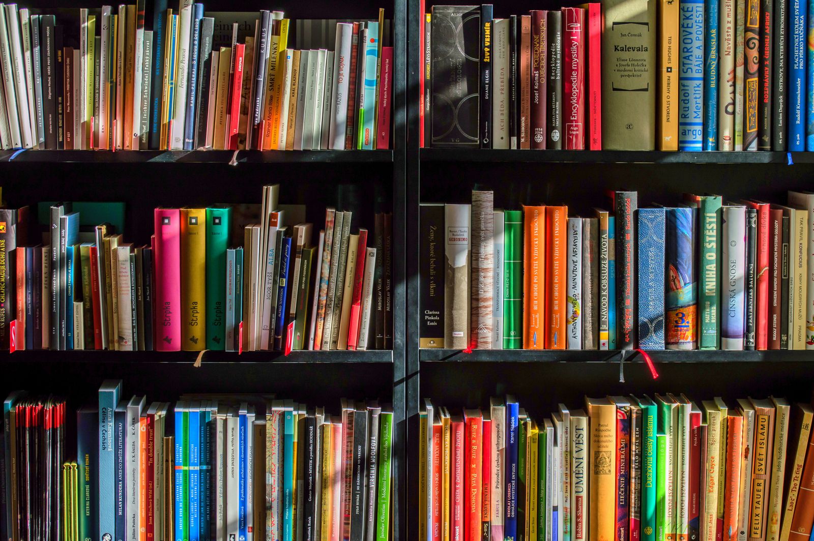 A stack of well-used books on a table