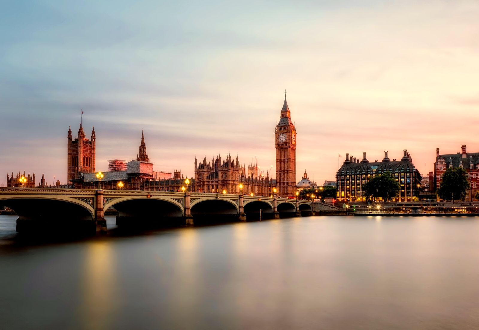 The London skyline along the Thames